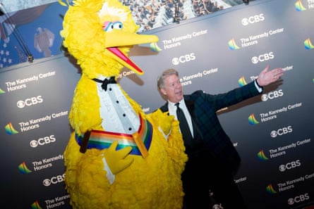 Sesame Street character Big Bird and CBS anchor Major Garrett arriving for the 45th Kennedy Center Honors.