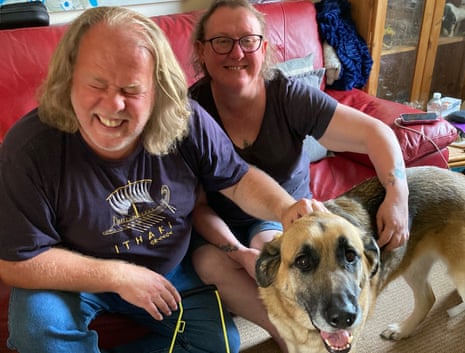 Lee and Gayle with Reggie, Lee’s current guide dog. 
