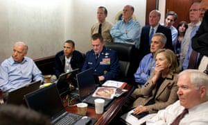 Obama, vice-president Joe Biden (left), secretary of state Hillary Clinton and members of the national security team monitor the mission against Osama bin Laden, May 2011