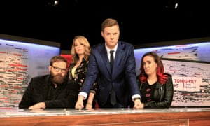 Tonightly with Tom Ballard (front) pushes the envelope with its edgy comedy on ABC.