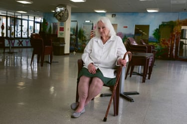 Karen surrounnded by quiet chairs successful nan visiting room astatine Taconic Correctional Facility