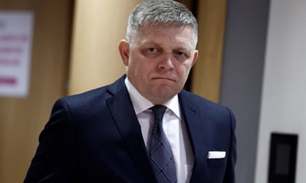 Robert Fico arrives to attend a European Council summit in Brussels on 21 March.