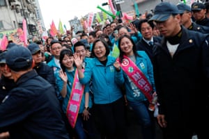 Taiwan President Tsai Ing-wen and the Democratic Progressive Party’s (DPP) vice presidential candidate William Lai attend a campaign event