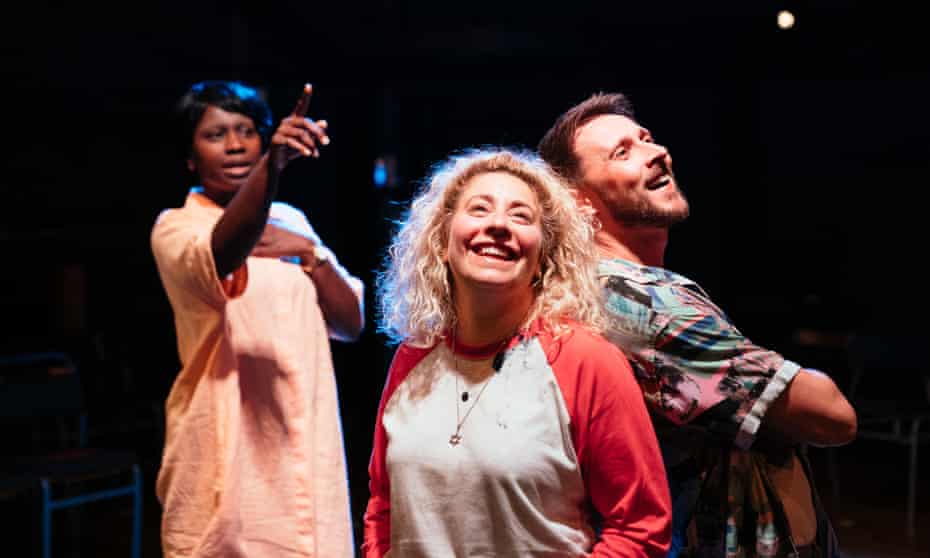 Naana Agyei-Ampadu, Jodie Jacobs and Peter Caulfield in Last Easter at the Orange Tree theatre, London.