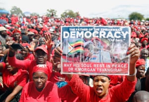 Buhera, Zimbabwe Mourners attend the funeral of Movement For Democratic Change leader, Morgan Tsvangirai