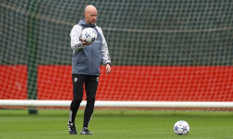 Manchester United manager Erik ten Hag during a training session