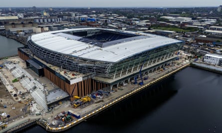Everton’s new stadium is taking shape at Bramley-Moore Dock.