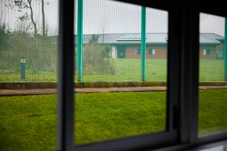 A view of one of the security fences at Guild Lodge NHS secure mental health unit in Lancashire. Christopher Thomond for The Guardian.