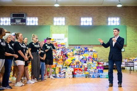 James Talarico speaks to a group of volunteers