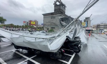 A canopy collapsed on to motorcycles and scooters