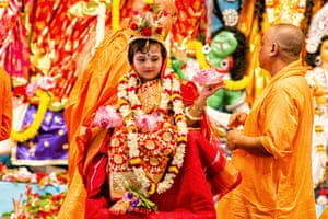 Kumari Puja at Belur Math
This is usually observed on the seventh day of the festival and during this ritual, an unmarried girl is worshipped symbolically as goddess Durga.
