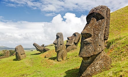 Moais in Rapa Nui national park.