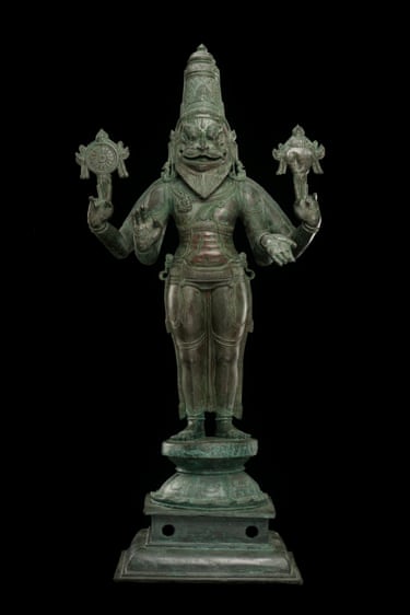 India, Tamil Nadu, Nayaka period (c1529–1736) ‘Narasimha’ 1600s, bronze, 96 × 46 × 31 cm, courtesy of the trustees of Chhatrapati Shivaji Maharaj Vastu Sangrahalaya, Mumbai, gift of Cowasji Jehangir.