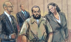 Rahami, accused of carrying out bombing attacks in New York and New Jersey is shown with his legal team in federal court in Manhattan<br>Ahmad Khan Rahami, accused of carrying out bombing attacks in New York and New Jersey in September, 2016, is shown in this courtroom sketch with attorney David Patton (L) and Peggy Cross-Goldenberg, as he appears in federal court to face charges in Manhattan, New York, U.S., November 10, 2016. REUTERS/Jane Rosenberg NO SALES. NO ARCHIVES. FOR EDITORIAL USE ONLY. NOT FOR SALE FOR MARKETING OR ADVERTISING CAMPAIGNS