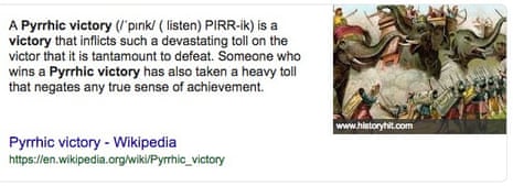 Wiki definition of pyrrhic victory