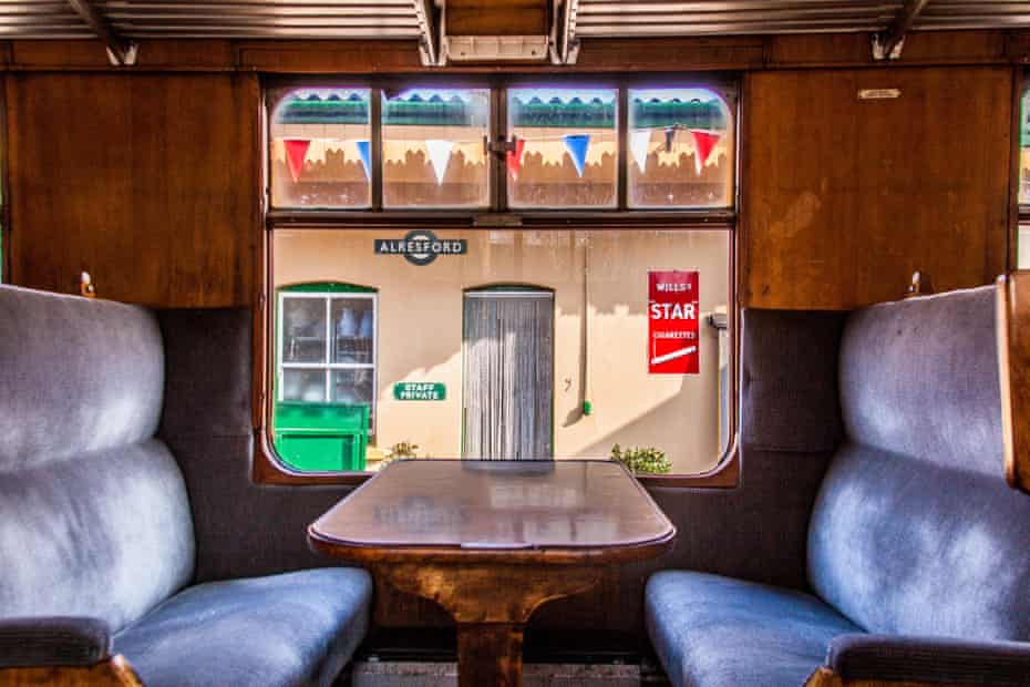 Interior of a steam train carriage, Watercress Line, Mid Hants Railway, Hampshire England, United Kingdom.