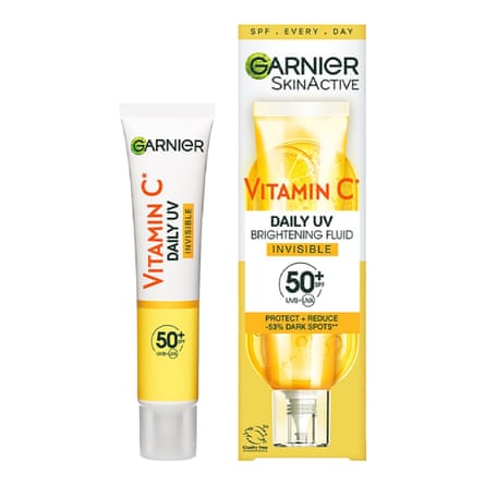 Garnier Vitamin C Daily UV, Invisible Brightening Fluid, SPF50+, Prevents + Corrects Sun Damages, Face & Neck, For all skin types, Cruelty Free, Vegan, 40ml