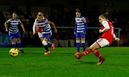 Kim Little scores a penalty against Reading in the WSL.