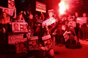 Tel Aviv, Israel. Relatives and supporters of the Israeli hostages held in Gaza hold placards during a demonstration calling for their release