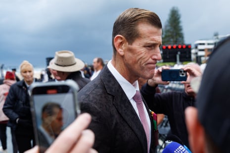 Ben Roberts-Smith attends the Anzac Day dawn service at Currumbin beach on the Gold Coast on 25 April 2026.