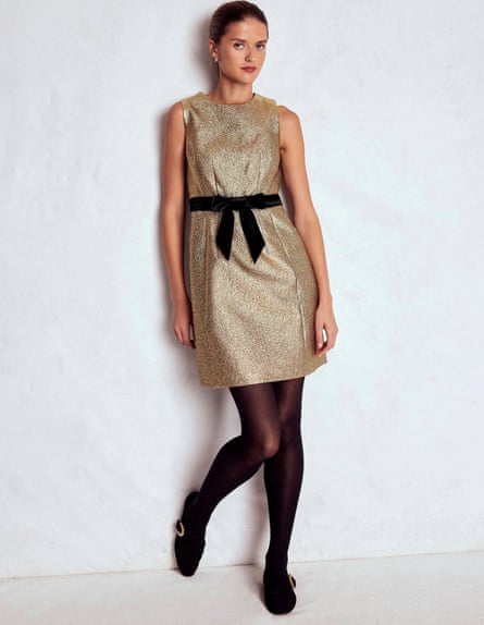 Boden Gold metallic shift dress