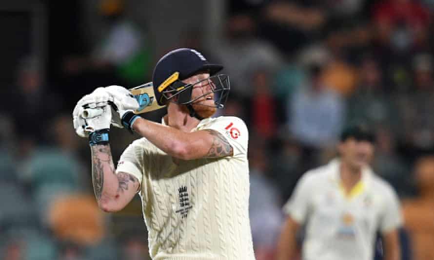 Stokes skies a ball to be caught out by Lyon.