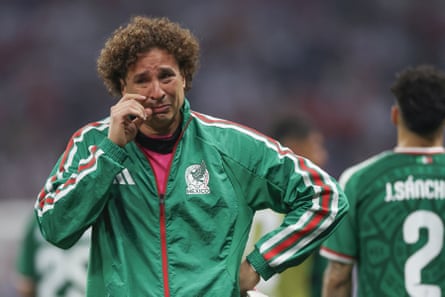 Guillermo Ochoa shows his emotions aft Mexico’s exit against England