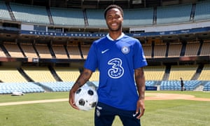 Chelsea Players Visit Dodger Stadium<br>LOS ANGELES, CA - JULY 13: Raheem Sterling of Chelsea during a visit to Dodger Stadium on July 13, 2022 in Los Angeles, California. (Photo by Darren Walsh/Chelsea FC via Getty Images)