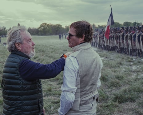 Ridley Scott directing Joaquin Phoenix in Napoleon.