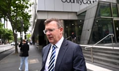 Alan Tudge leaves the County Court of Victoria in Melbourne, Monday, November 20, 2023.