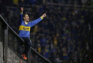 A Boca Juniors fan welcomes Palmeiras to La Bombonera.