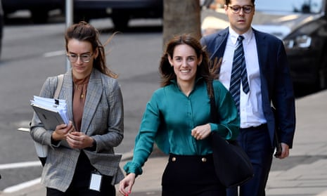 Nicky Hamer (centre) arrives to the federal court of Australia in Sydney on Wednesday.