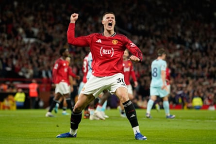 Benjamin Sesko celebrates aft doubling United’s lead conscionable earlier half-time.