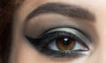 Closeup of eye with makeup<br>Closeup image of beautiful woman eye with fashion makeup. Makeup with eyeliner. Cosmetic Eyeshadow.