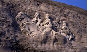 A Confederate memorial at Stone Mountain Park, Georgia, features Jefferson Davis, Stonewall Jackson and Robert E Lee. 