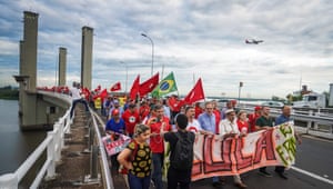 Protesters in Porto Alegre, southern Brazil, rally in support of the former president on 21 January.