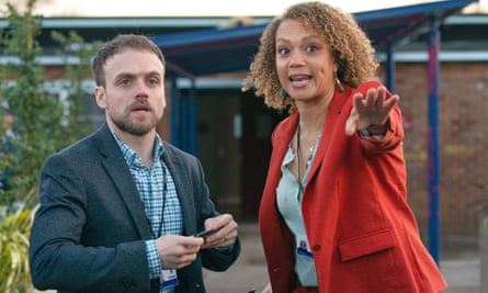 Challenging … James Baxter and Angela Griffin in Waterloo Road