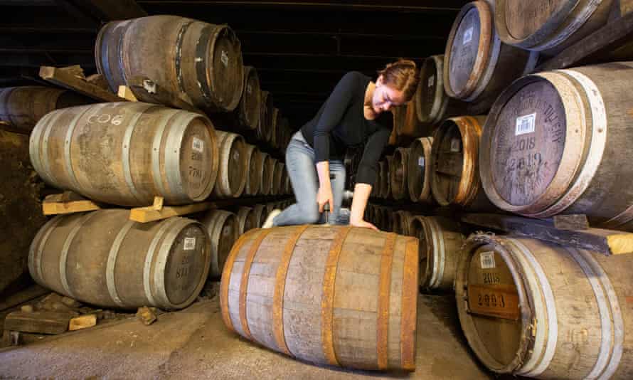 Christy McFarlane, Bruichladdich’s global brand manager, with barrels of whisky