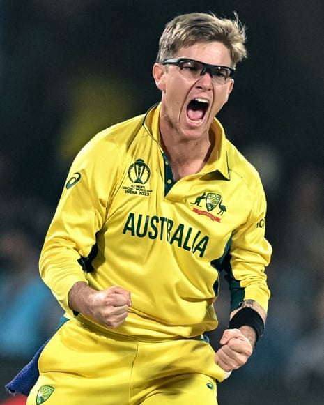 Australia's Adam Zampa celebrates after taking the wicket of Pakistan's captain Babar Azam.