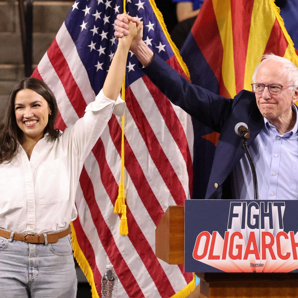 Sanders and AOC tell packed arena Trump is 'screwing over' working class | US politics | The Guardian