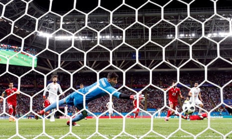 The ball ricochets off Diego Costa and into the net for Spain’s winner.