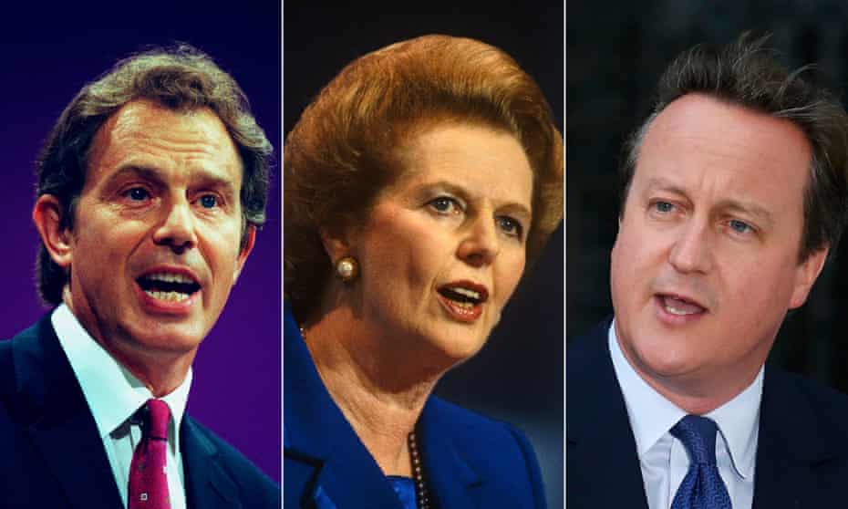 Tony Blair, 1998; Margaret Thatcher, 1990; David Cameron, 2016.