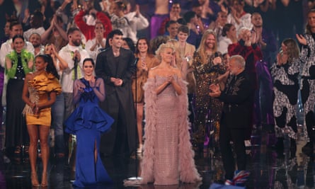Waddingham with Alesha Dixon, Julia Sanina and Graham Norton at the Eurovision grand final in Liverpool earlier this year.