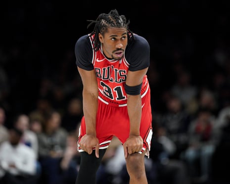 Chicago Bulls v Brooklyn NetsNEW YORK, NEW YORK - FEBRUARY 09: Jaden Ivey \#31 of the Chicago Bulls looks on during the game against the Brooklyn Nets at Barclays Center on February 09, 2026 in New York City. NOTE TO USER: User expressly acknowledges and agrees that, by downloading and or using this photograph, User is consenting to the terms and conditions of the Getty Images License Agreement. (Photo by Evan Bernstein/Getty Images)
