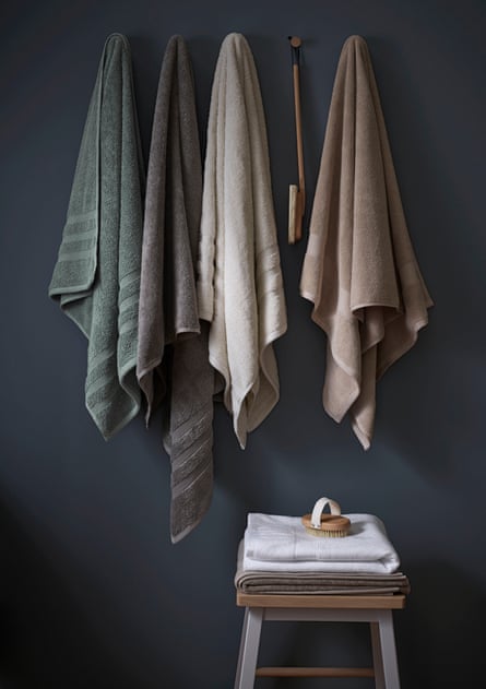 Towels made from recycled plastic bottles and regenerated cotton.