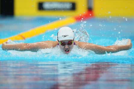 Yu Zidi competes in the women’s 200-metre individual medley heats at the Asian Games in Tokyo, Japan