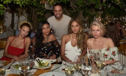 Zia Yusuf poses for a photo with (from left) Rose Bertram, Chanel Iman, Heidy De La Rosa and Lottie Moss