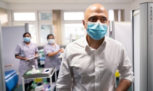 Health secretary, Sajid Javid visits St George’s Hospital in south west London where he talked to staff and met Covid 19 patients.