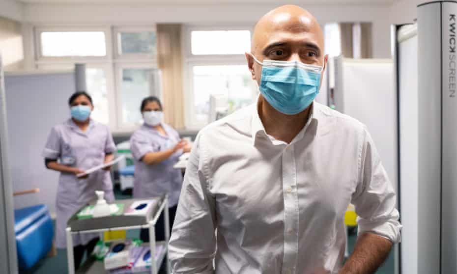 Sajid Javid visits St George's hospital in south-west London where he talked to staff and met Covid-19 patients.