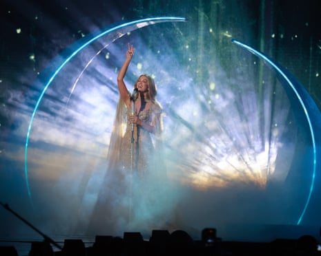 Australian singer Delta Goodrem, representing Australia with the song ‘Eclipse’, performs during a dress rehearsal for the second semi-final of the Eurovision song contest 2026 (ESC) in Vienna, Austria.